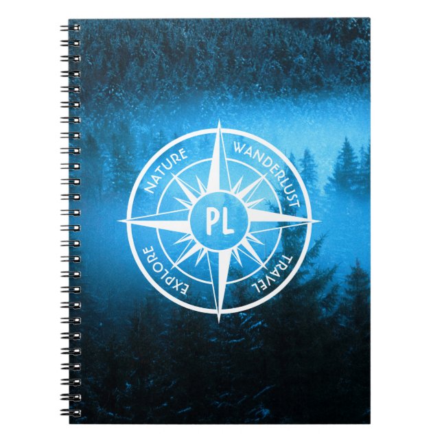 Komprimerad stjärnornas emblem monogram dimma i gr anteckningsbok (Framsidan)