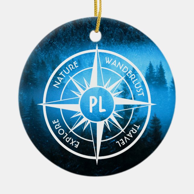 Komprimerad stjärnornas emblem monogram dimma i gr julgransprydnad keramik (Framsidan)