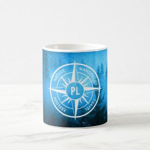 Komprimerad stjärnornas emblem monogram dimma i gr kaffemugg