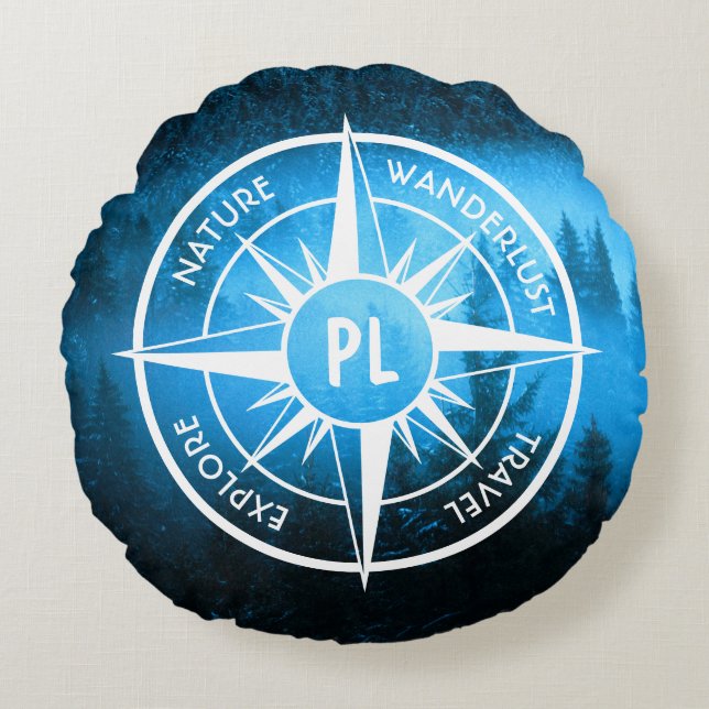 Komprimerad stjärnornas emblem monogram dimma i gr rund kudde (Framsidan)