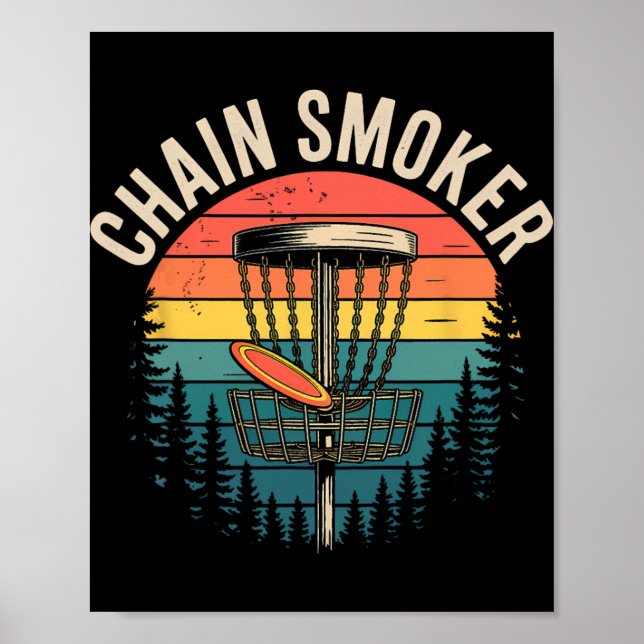 Kompulsiv rökare Roligt Disc Golf Träd Kedjor Fris Poster (Framsidan)