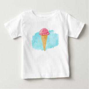 Kon av iskräm med en blå färgplatta t-shirt