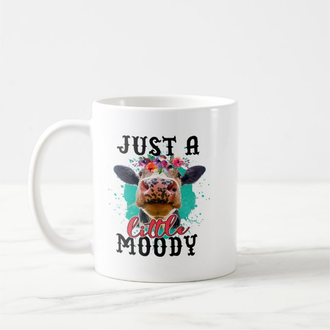 Kon Bara en liten Moody nyck Cow Cow Älskare Manar Kaffemugg (Vänster)