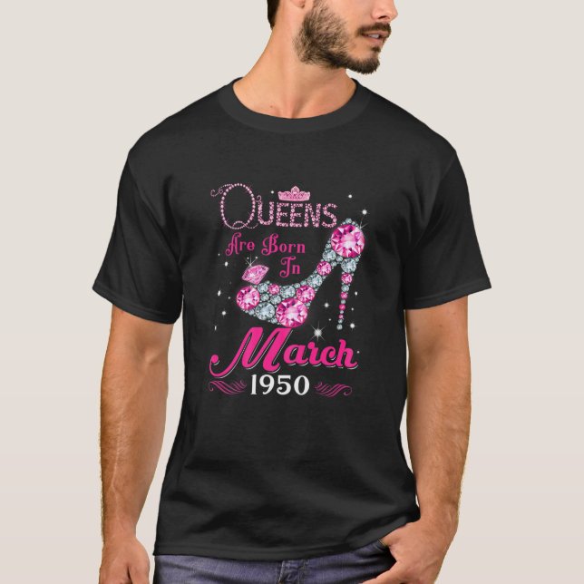 Kön föds i mars 1950 Queens 71St Birthday T Shirt (Framsida)