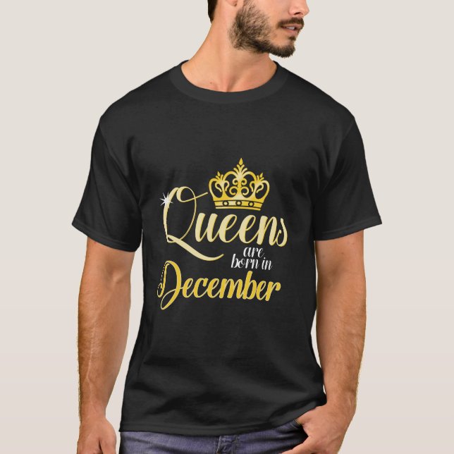 Kön föds upp i december Kvinnor födelsedag Långa l T Shirt (Framsida)
