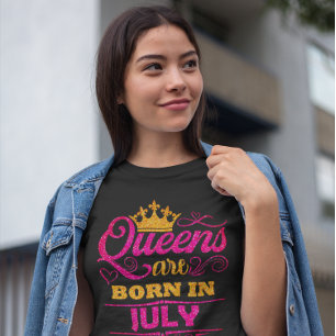 Kön föds upp i juli Faux Glitter födelsedag T Shirt