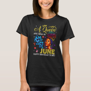 Kön föds upp i juni, svart flicka på födelsedag fö t shirt
