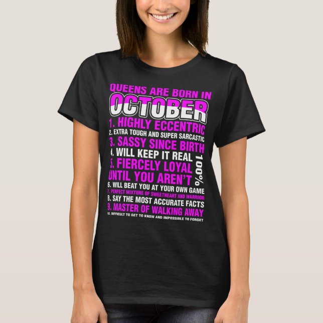 Kön föds upp i oktober t shirt (Framsida)