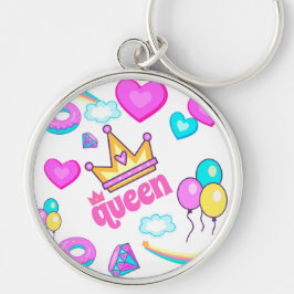 KÖN FÖR FLICKOR RUND SILVERFÄRGAD NYCKELRING