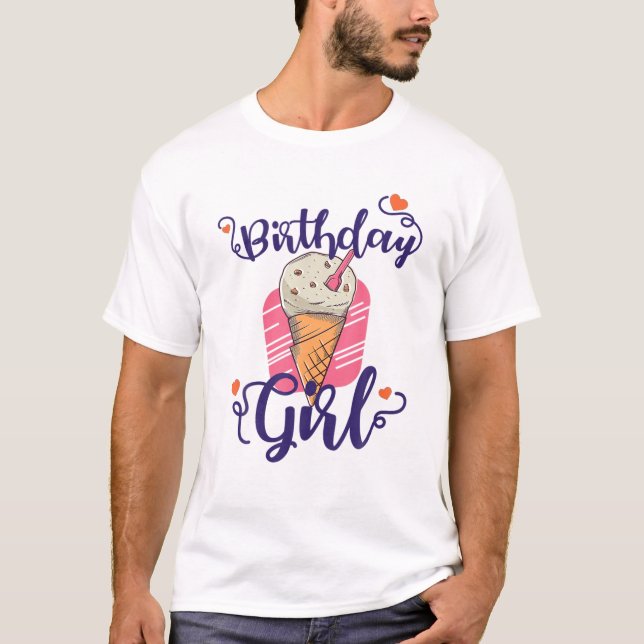 Kon för födelsedagsflicka - Cookie Ice Cream Cone T Shirt (Framsida)