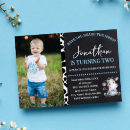 Kon har du hört Moos Blue Birthday Inbjudningar