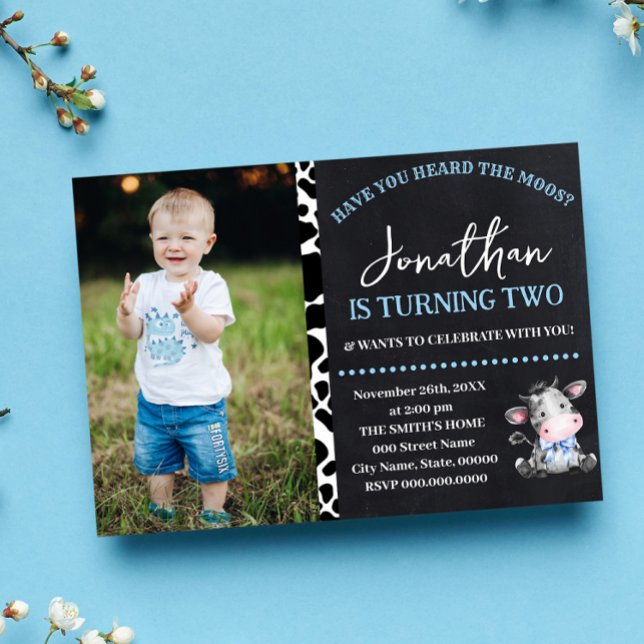 Kon har du hört Moos Blue Birthday Inbjudningar (Skapare uppladdad)