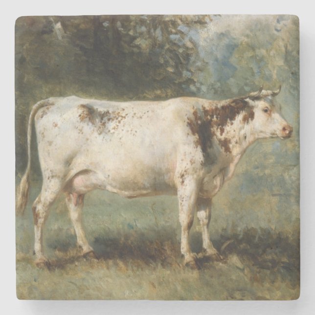 Kon i ett landskap på landsbygden (husdjur) stenunderlägg (Framsidan)