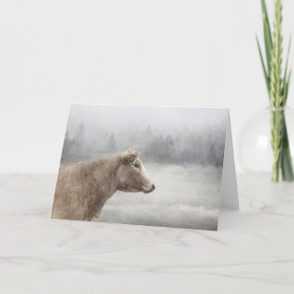 Kon i Fallande Snö Kort