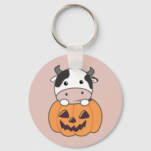 Kon i nyckelkedjan Pumpkin Cute Cows Happy hallowe Nyckelring