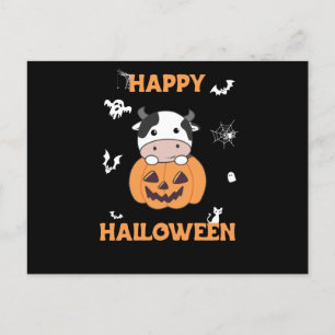Kon i Pumpkin Cute Cows Happy halloween Vykort