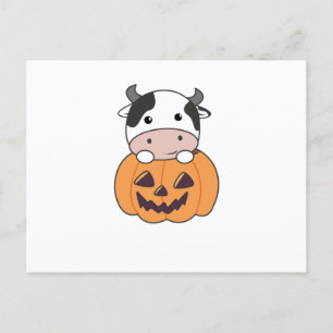Kon i Pumpkin Cute Cows Happy halloween Vykort