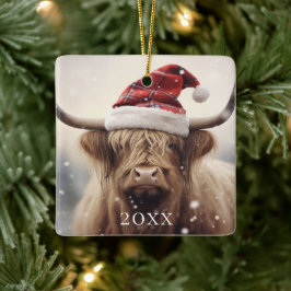 Kon i Santa Hat-Personligens Helgdag jul Julgransprydnad Keramik