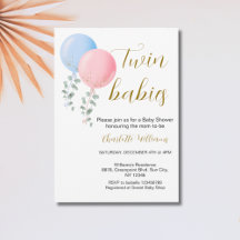 Kön - inbjudan till en neutral Twin Baby Shower