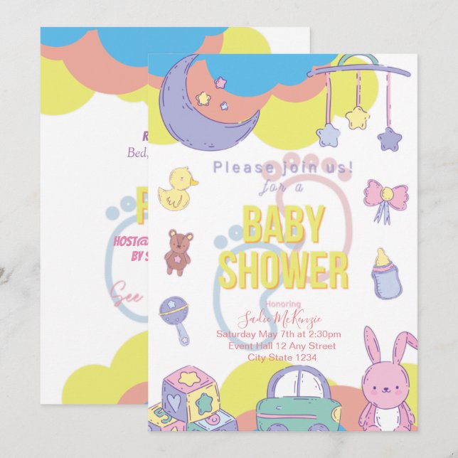 Kön - Inbjudan till pastellskuvel för könsmognad (Fram/baksida)