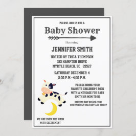 Kon klumpade över Måne Nursery Baby Shower Inbjudningar