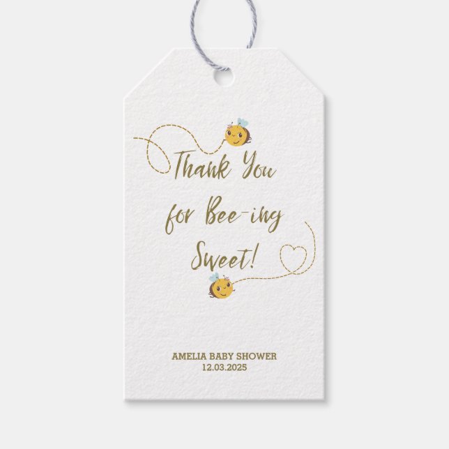 Kön könsneutral Mamma för vattenfärg till Bee Baby Presentetikett (Framsidan)