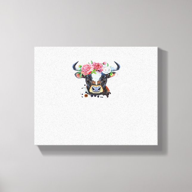 Kon krökt med blommor Classic T-Shirt Canvastryck (Framsida)