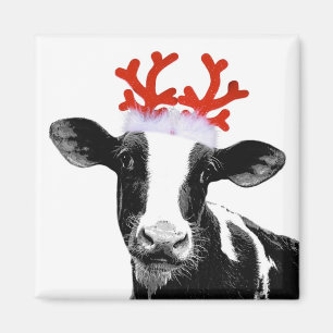 Kon med Reindeer Antlers Magnet