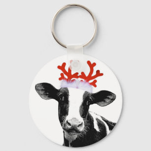Kon med Reindeer Antlers Nyckelring