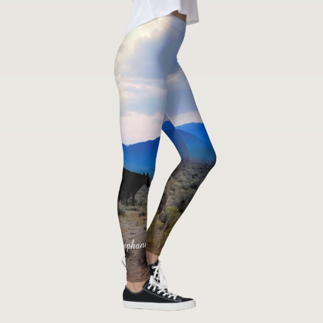 Kon med stormmoln med Personlig Namn Leggings (Höger)