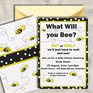 Kön Neutral Baby Gender Reveal, Bee Inbjudningar