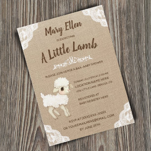 Kön Neutral Baby Sheep Baby Shower Inbjudningar