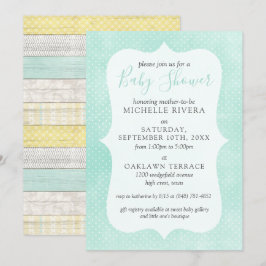 Kön Neutral Baby Shower Mint Gult Rustic Wood Inbjudningar