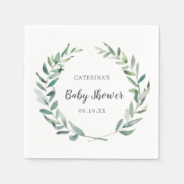 Kön Neutral Baby Shower Rustic Greenery Wandey Pappersservett