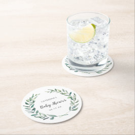 Kön Neutral Baby Shower Rustic Greenery Wandey Underlägg Papper Rund