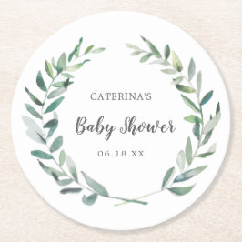 Kön Neutral Baby Shower Rustic Greenery Wandey Underlägg Papper Rund