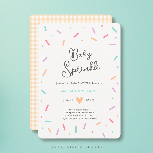 Kön Neutral Baby Sprinkle Baby Shower Inbjudningar (Personalize this sweet Baby Sprinkle Baby Shower invitation, ideal for a gender neutral celebration)