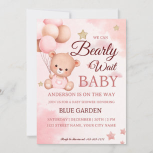 Kön Neutral Baby vi kan bota vänta på babyskor Inbjudningar