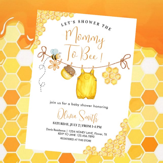 Kön Neutral Bee Baby Shower Inbjudningar (Skapare uppladdad)
