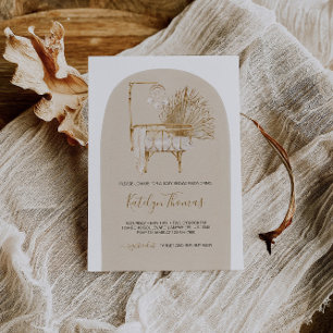 Kön Neutral Beige Boho Nursery Baby Shower Inbjudningar