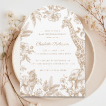 Kön Neutral Beige Toile Safari Baby Shower Arch