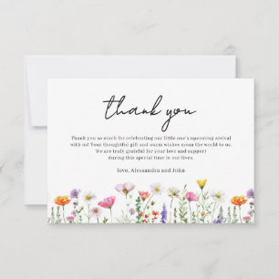 Kön Neutral Blommigt Wildblomma Baby Shower Anteckningskort