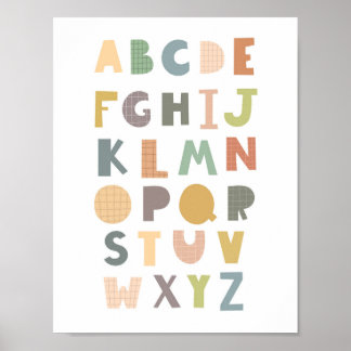 Kön Neutral Boho Alphabet Nursery Poster