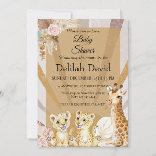Kön Neutral Boho Animal Baby Shower Inbjudningar