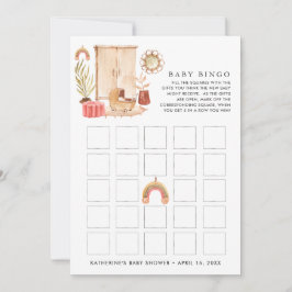 Kön Neutral | Boho Baby Shower Bingo Inbjudningar