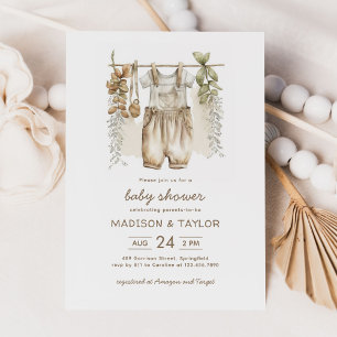 Kön Neutral Boho Barnkläders Baby Shower Inbjudningar