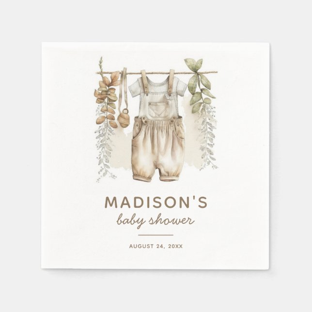 Kön Neutral Boho Barnkläders Baby Shower Pappersservett (Framsidan)