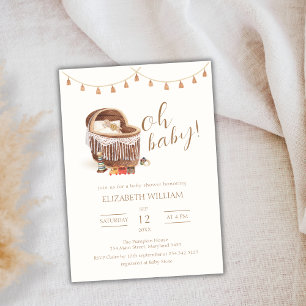 Kön Neutral Boho Bassinet Leksak Baby Shower Inbjudningar