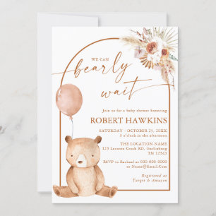 Kön Neutral Boho Bear Baby Shower-inbjudan Inbjudningar