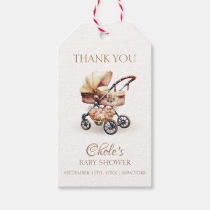 Kön Neutral Boho Blommigt Barnvagn Baby Shower Presentetikett